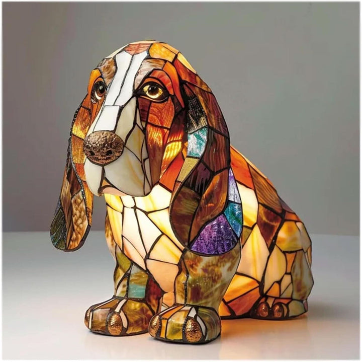 Artistieke LED hond nachtlamp, sfeervolle interieur decoratie.