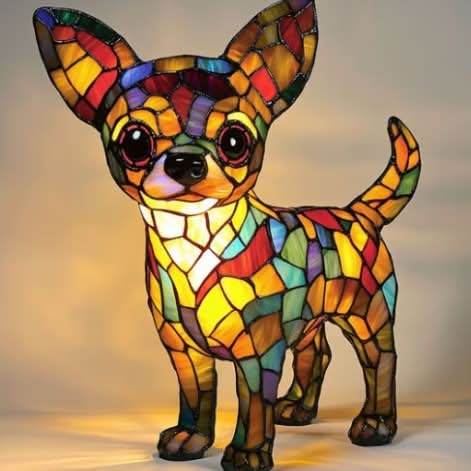 Warm wit LED hond nachtlampje, gezellige sfeerverlichting.