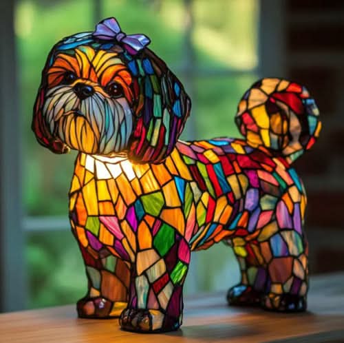 Artistieke LED hond bureaulamp, met zachte verlichting.