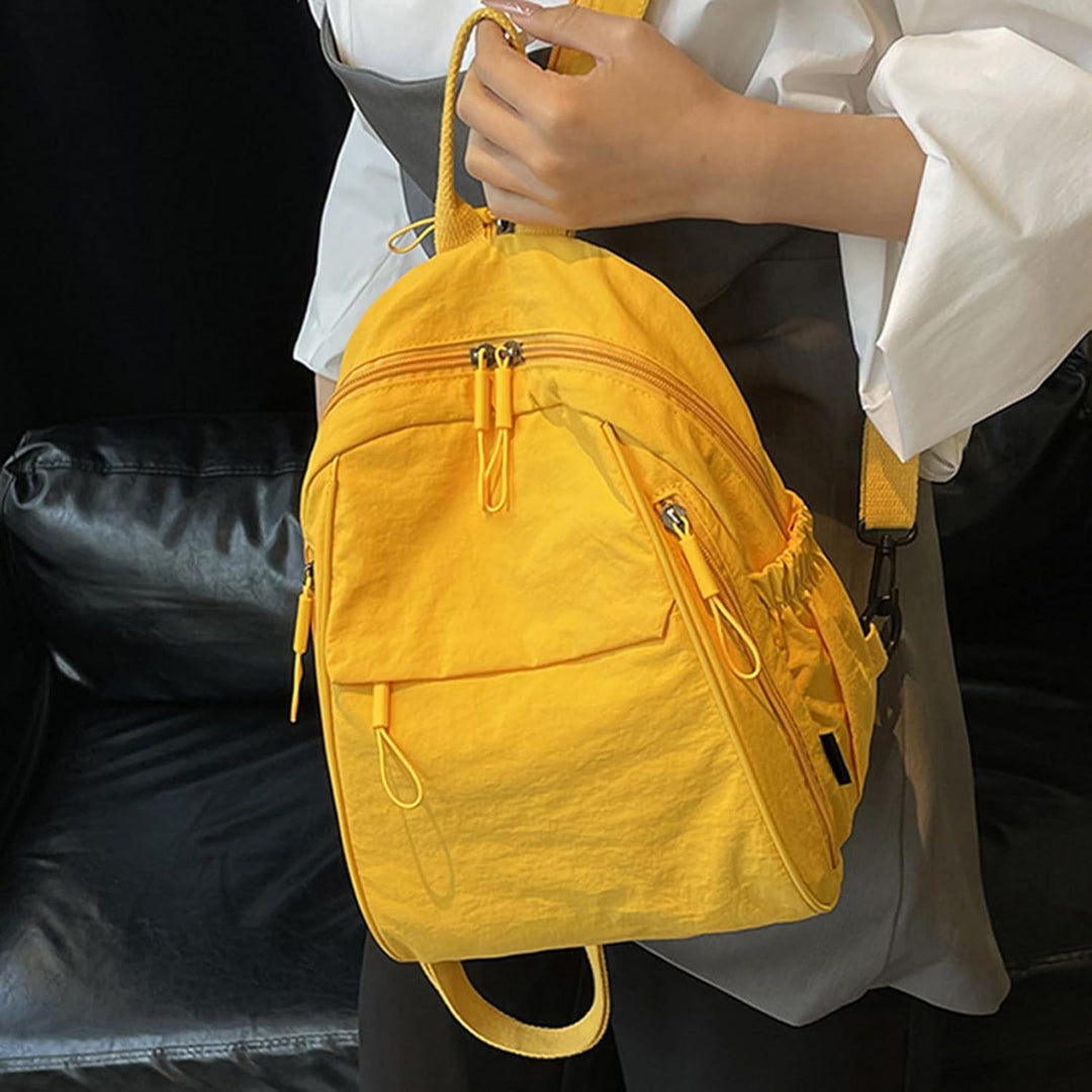 Gele waterdichte casual rugzak met voorvak en meerdere veilige compartimenten voor essentials.