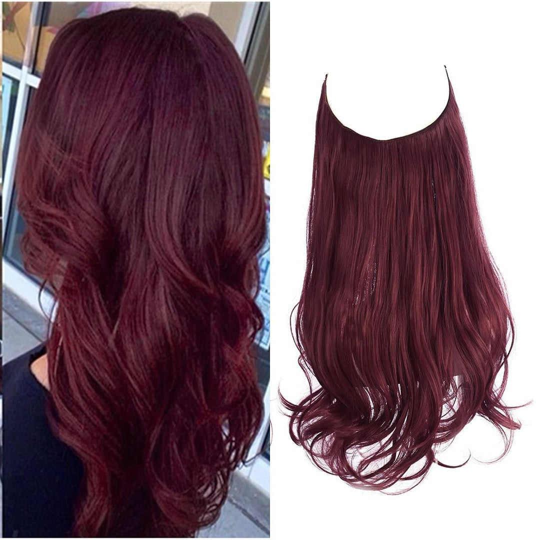 Rode onzichtbare hairextensions 40cm voor dames, voor een opvallende look.