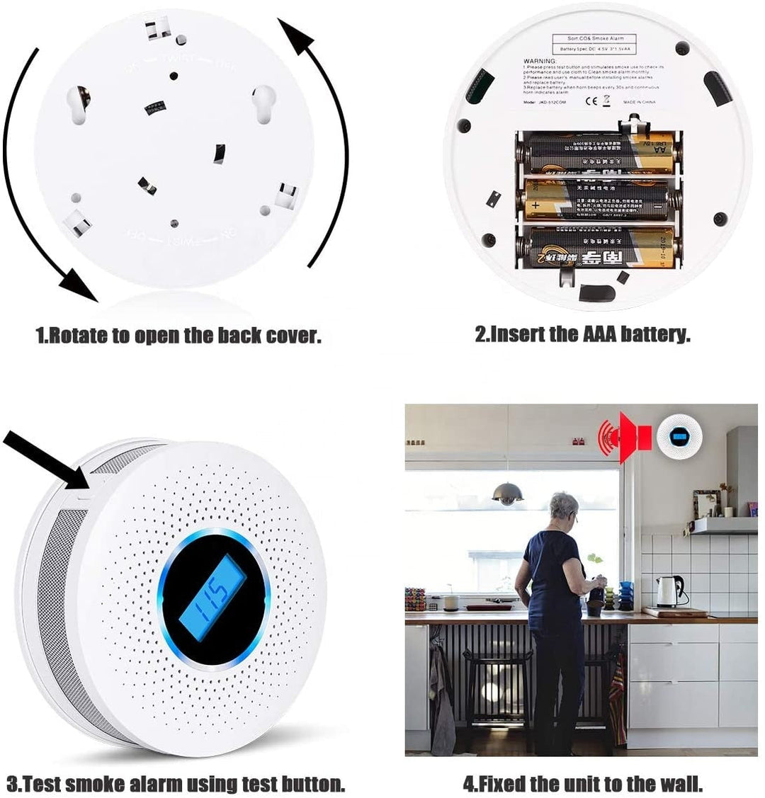 Compacte Aurora Wonen combinatiemelder aan plafond; optimale huisbeveiliging tegen rook en koolmonoxide.