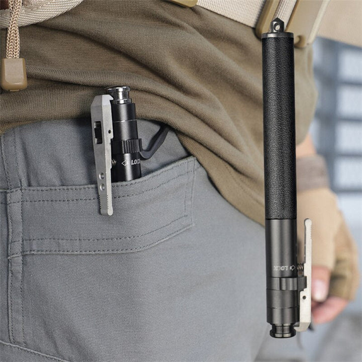"Automatisch opvouwbare zwarte wandelstok met ergonomische handgreep, lichtgewicht aluminium en verstelbare lengte."