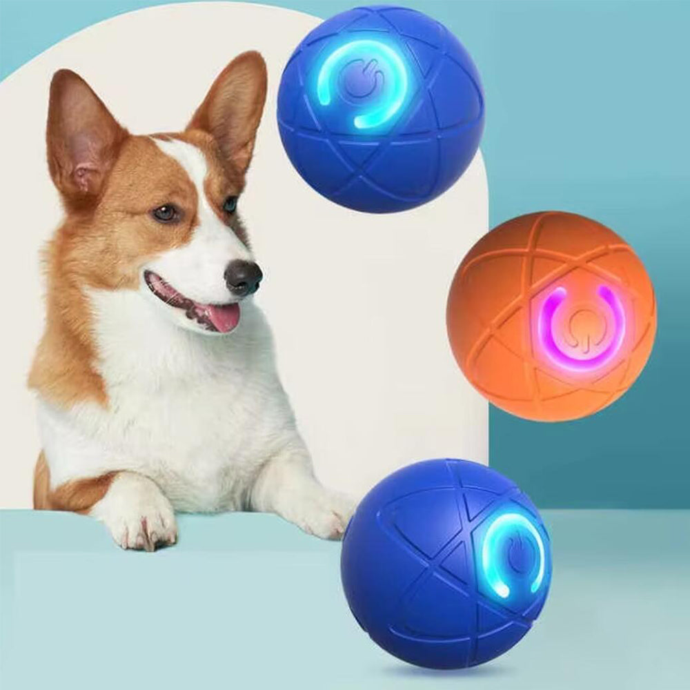 Automatisch rollende, interactieve rubberen speelbal voor honden en katten, met LED-licht.