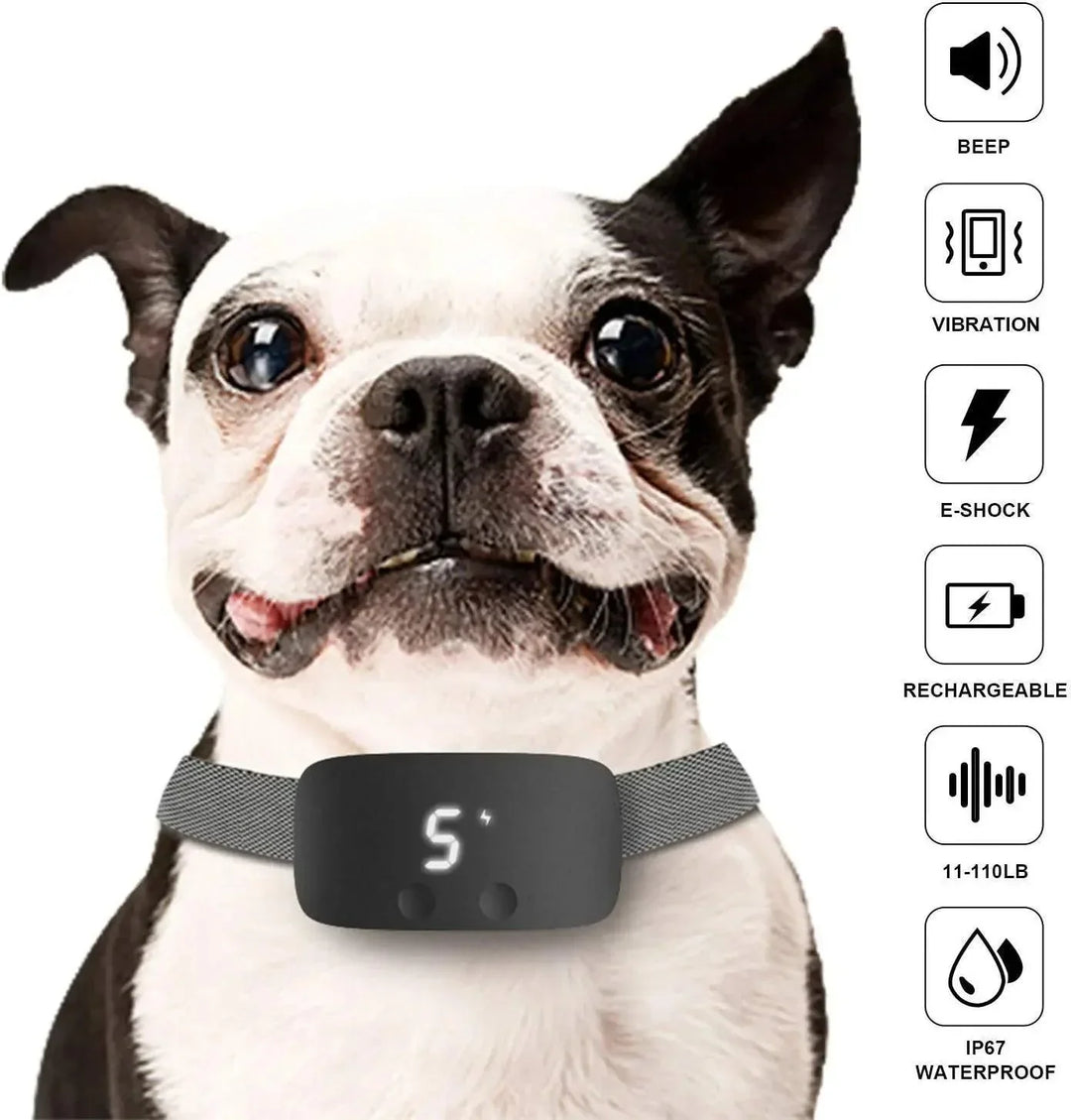 Automatische anti-blafhalsband voor honden, oplaadbaar en waterdicht, voor effectieve blaftraining.