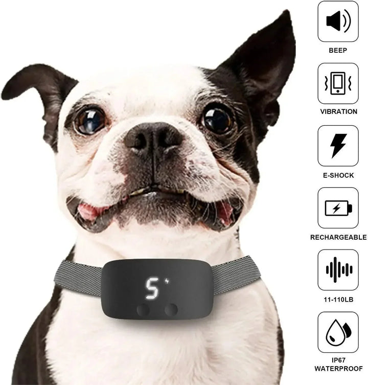 Automatische anti-blafhalsband voor honden, oplaadbaar en waterdicht, voor effectieve blaftraining.