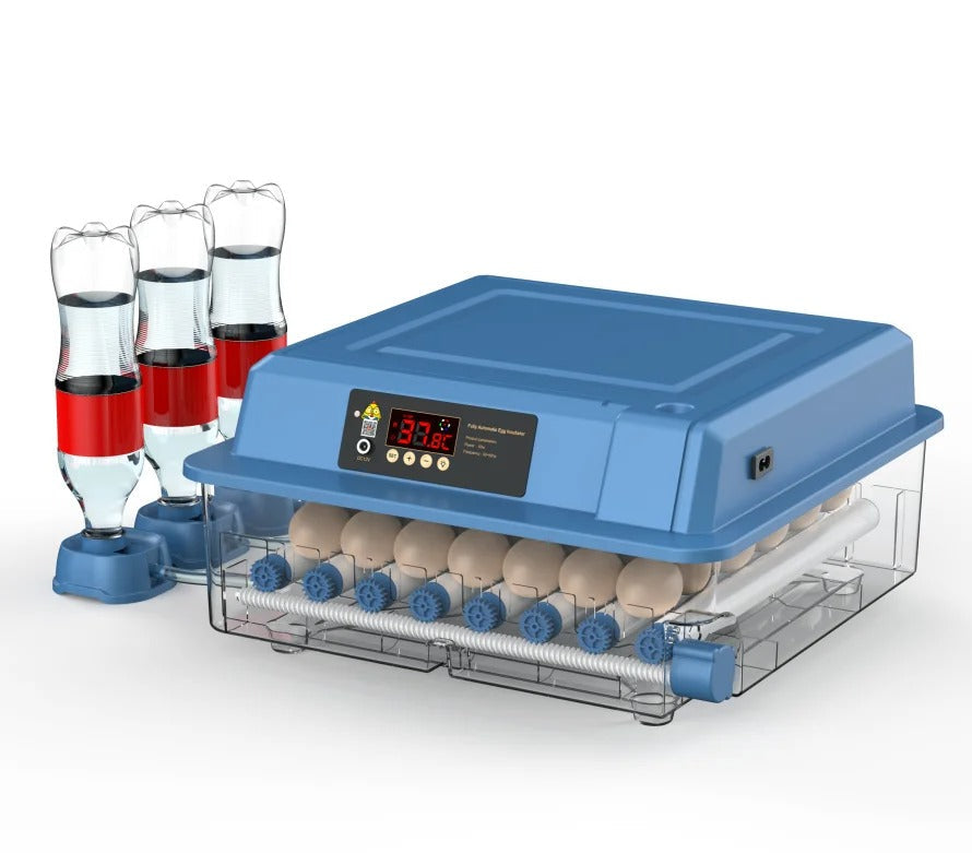Automatische broedmachine HatchEase met digitaal display voor nauwkeurige temperatuur- en vochtigheidsregeling van eieren.