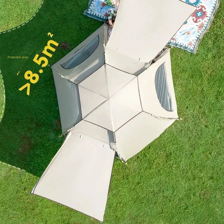 Duurzame waterdichte kampeertent, perfect voor buitensport en kamperen. Beschermt tegen zon en regen.