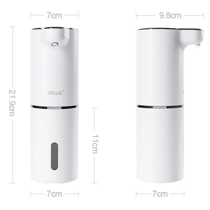 Handen wassen gemakkelijk gemaakt met deze automatische schuimzeepdispenser, essentieel voor hygiene.