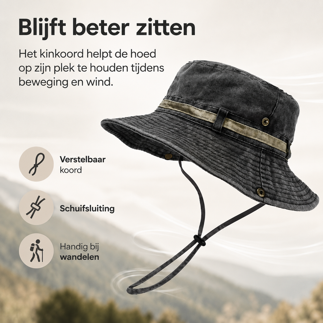 Lichtgewicht dames wandelhoed met UV bescherming, comfortabel voor lange tochten.