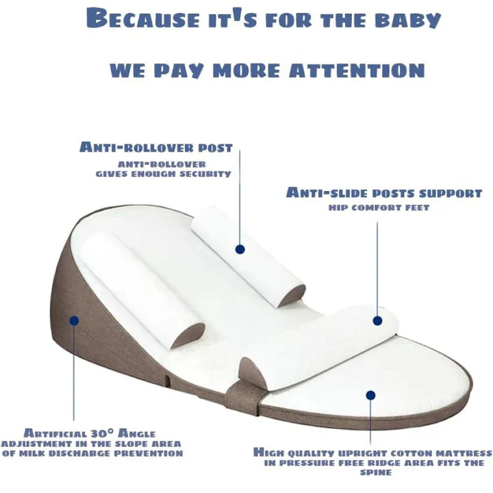 Verbeter slaapcomfort met dit baby wigkussen, speciaal voor zijslapen en anti-reflux ondersteuning.