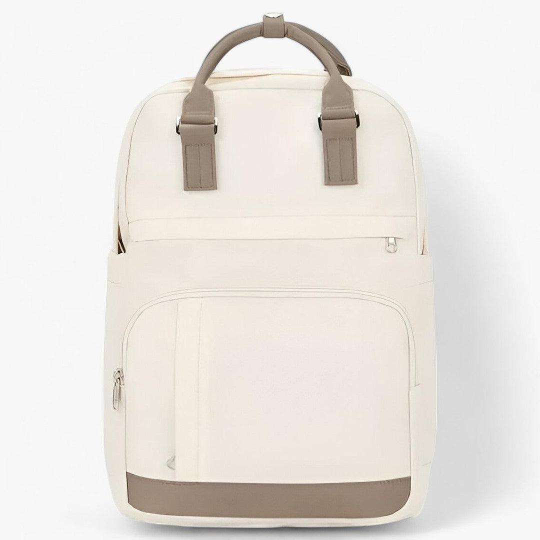 Beige waterdichte Mira rugzak voor stad, urban stijl, ideaal voor woon-werkverkeer, school of reizen.
