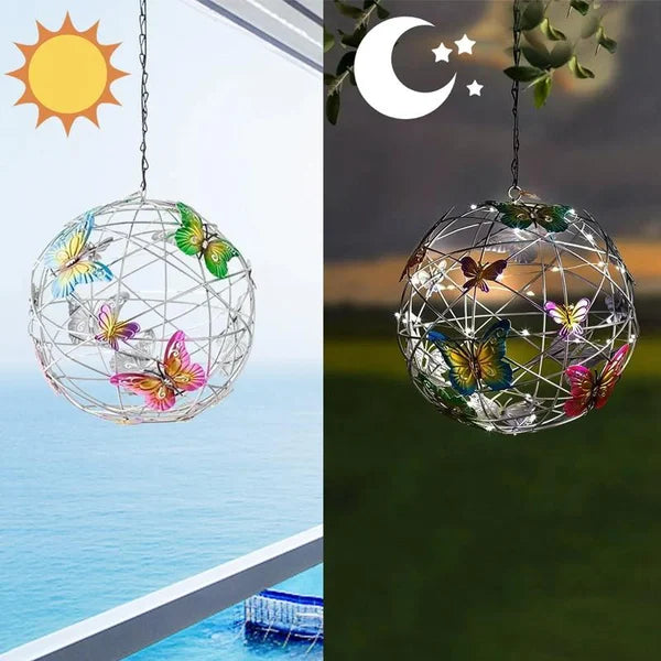 Sfeervolle LED vlinder tuinverlichting, weerbestendig en op zonne-energie. Ideale decoratie voor elke tuin.
