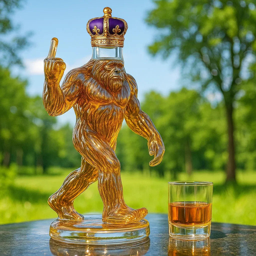 Bigfoot whiskey karaf, uniek geschenk voor drankliefhebbers. Humoristische decanter, ideaal voor drank en decoratie.