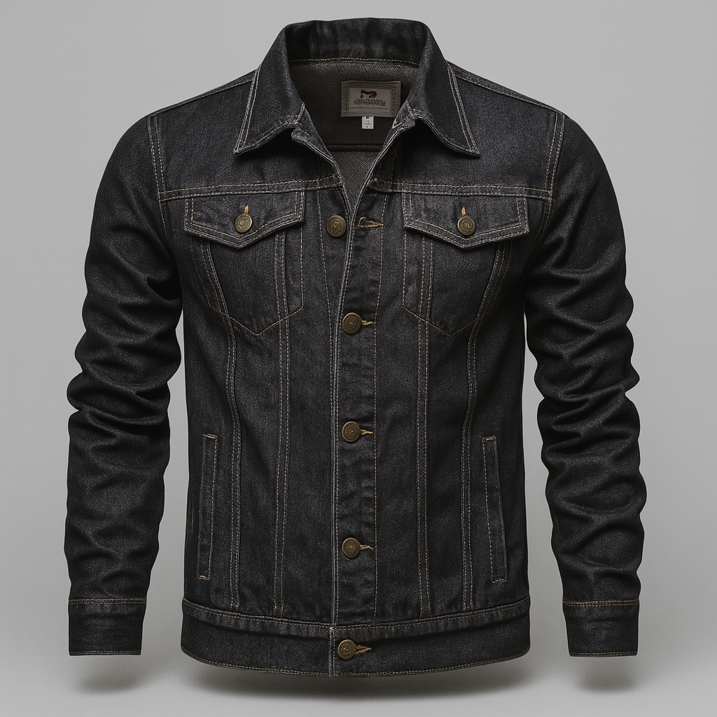 Blauwe heren denim truckerjack, tijdloos spijkerjack voor casual bovenkleding, ideaal voor lente en herfst.