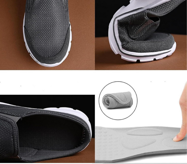 Zwarte heren instappers met ultiem comfort en natuurlijke pasvorm, perfect als orthopedische barefoot schoen.