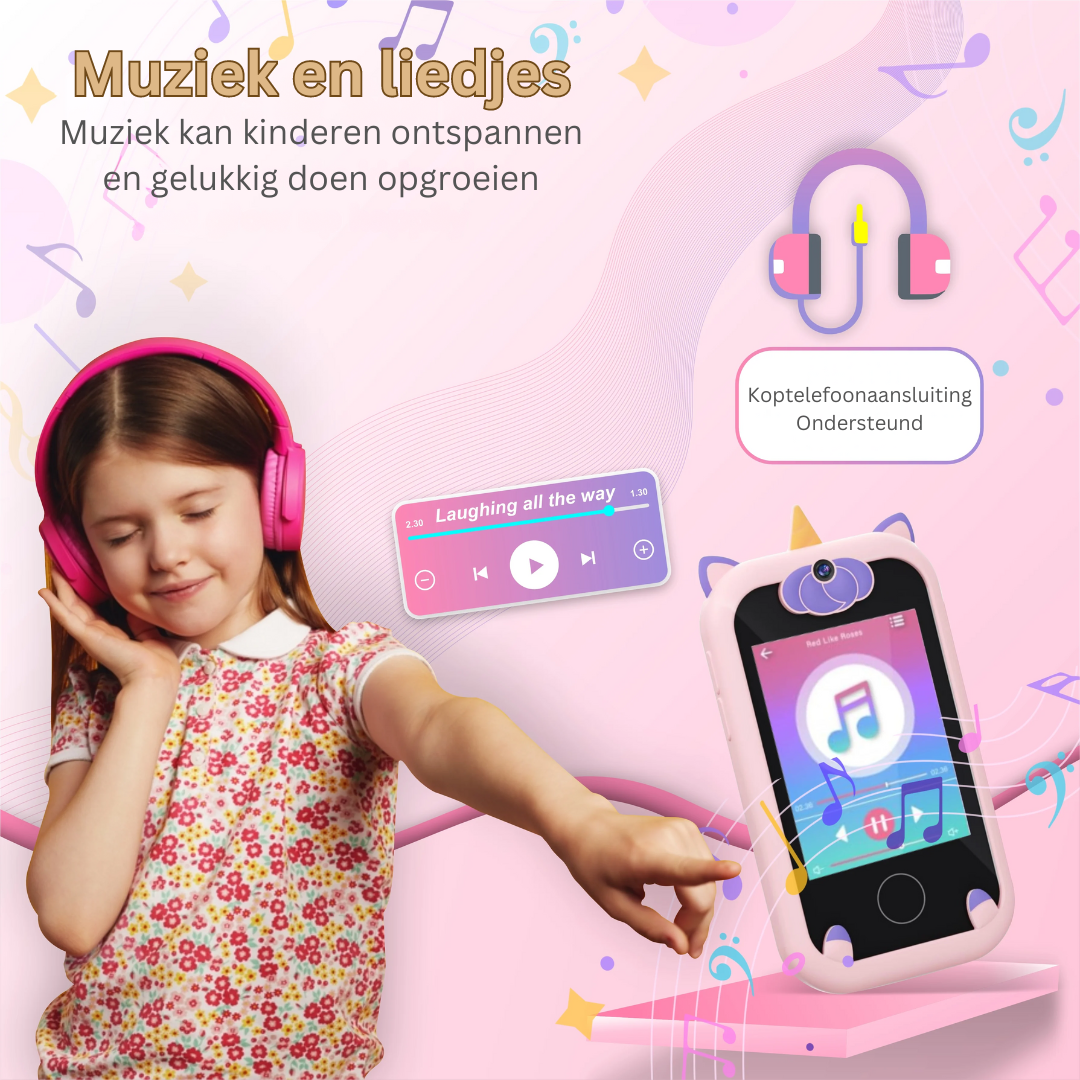 KiddieClick kinder camera met MP3 speler; perfect speelgoed voor foto's, video's en muziek voor kids.