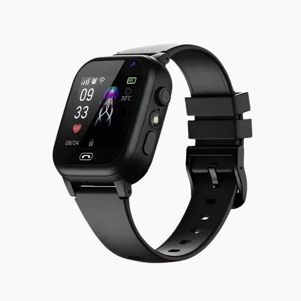 Blauwe kinder smartwatch met GPS tracker en camera voor veilige communicatie.