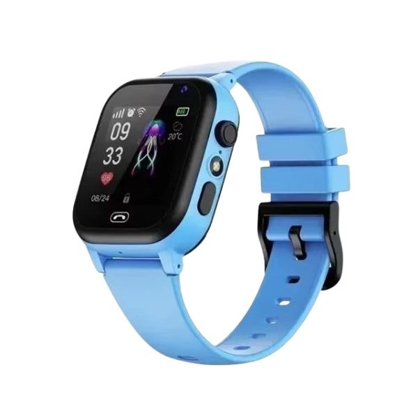 Zwarte kinder smartwatch met ingebouwde camera en telefoonfunctie.