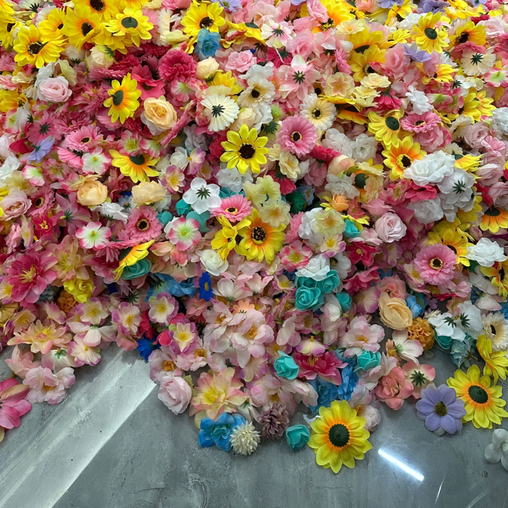 Boheemse kunstbloemenslinger met 100 bloemen voor feestdecoratie, bruiloft of sfeervolle interieurversiering.