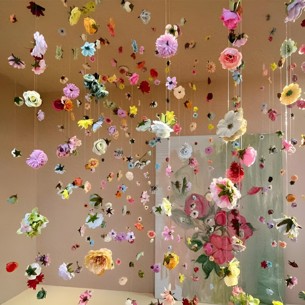 Decoratieve kunstbloemenslinger met 100 bloemen, ideaal voor verjaardag, evenement of huisdecoratie.
