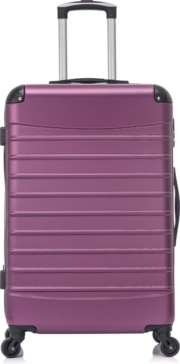 Complete 2-delige hardshell reiskofferset bordeauxrood, inclusief handbagage koffer.