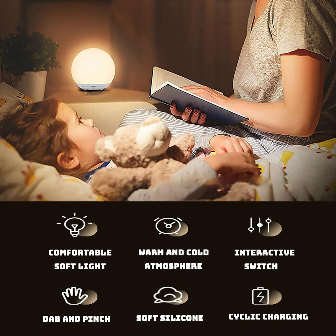 Zacht aanraakbaar kinderlampje, dimbaar en draagbaar voor de babykamer.