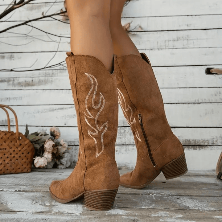 Bruine cowboylaarzen Ruby voor dames van achteren gezien