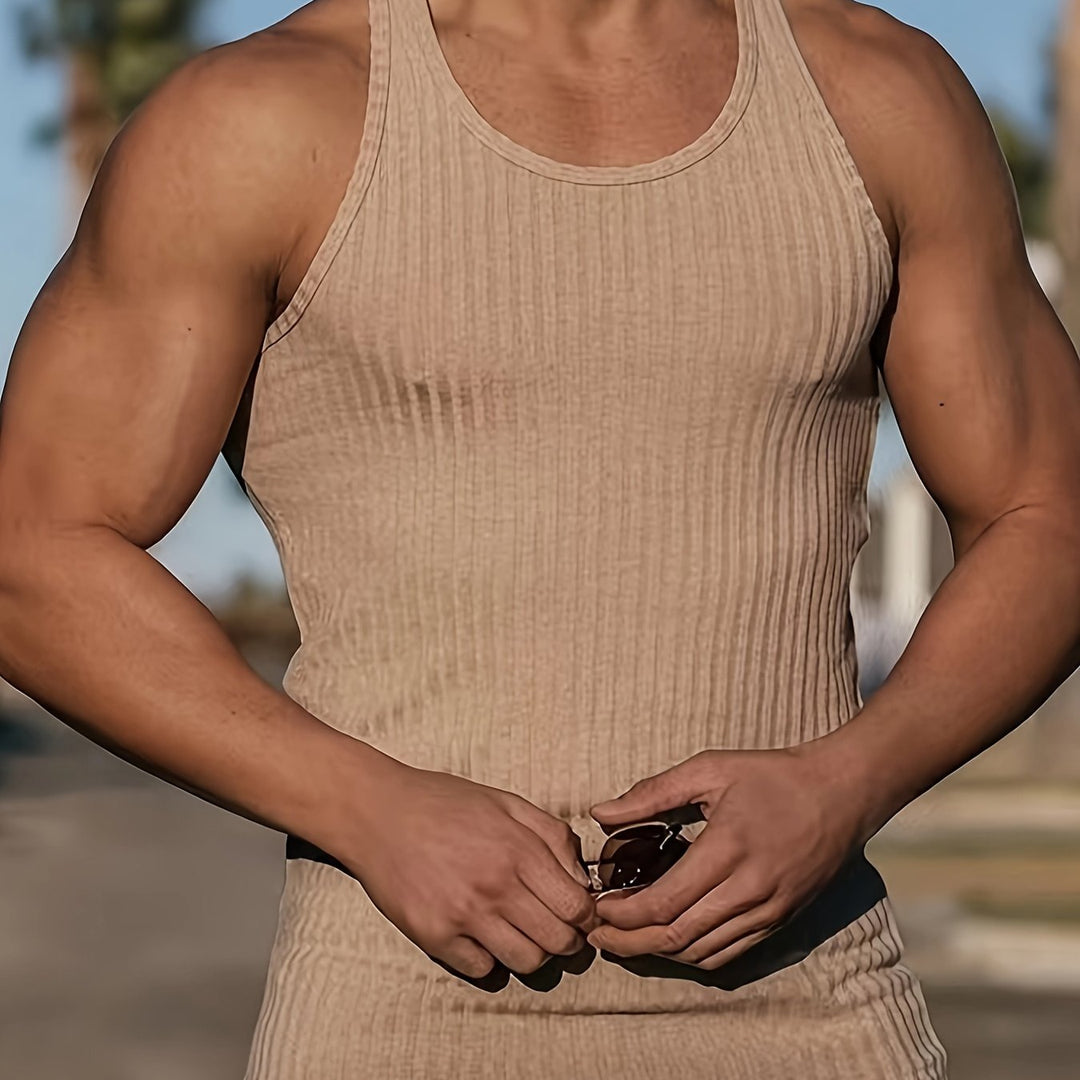 Aansluitende heren tanktop gebreid