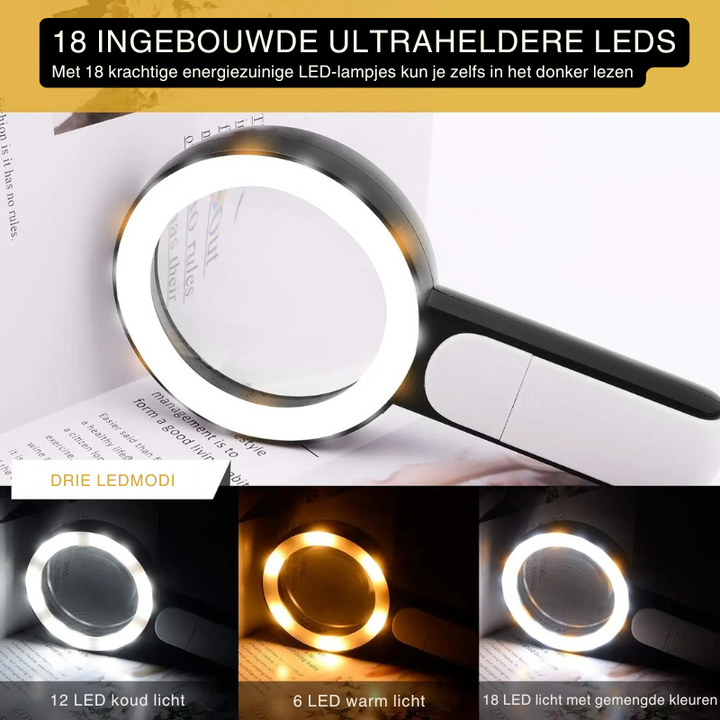 Krachtig 30x vergrootglas met geïntegreerde LED verlichting voor scherpe en verlichte weergave. Essentieel voor inspectie.