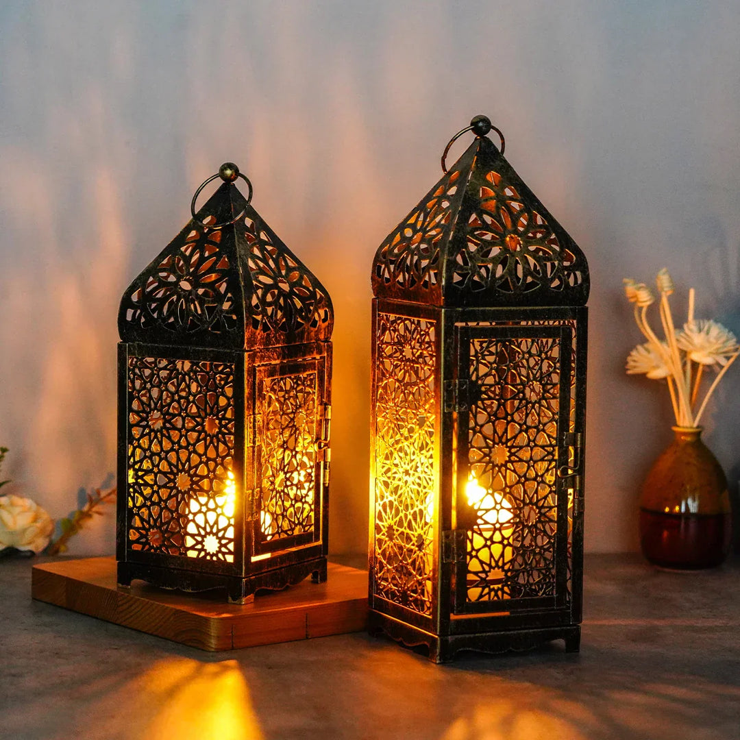 Bronzen vintage windlicht Victor, sfeervolle kaarsenhouder voor interieur decoratie en gezelligheid.