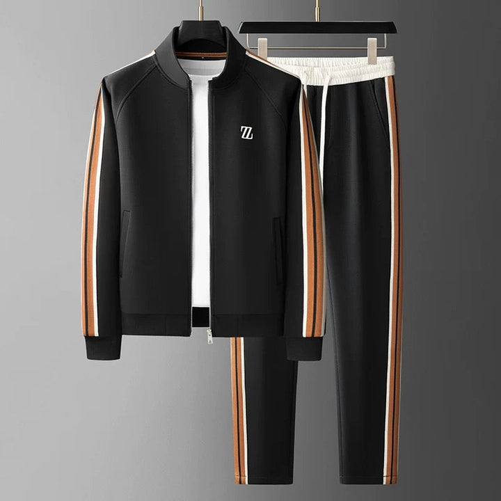 Groen heren athleisure pak, modern design. Comfortabele sportkleding voor training of casual gebruik.