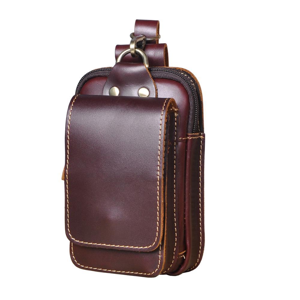 Stijlvolle heren heuptas van echt bruin leer, ideaal als crossbody tas voor mannen.