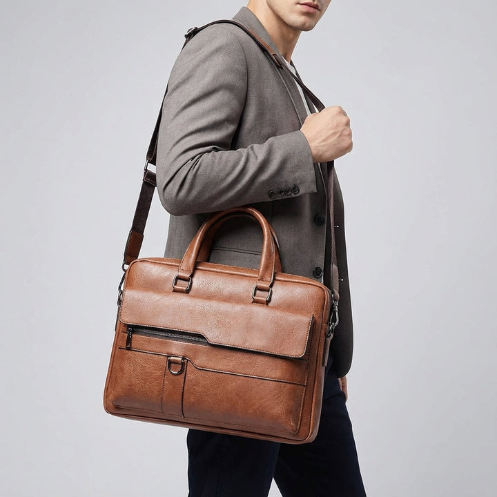Stijlvolle zwarte laptoptas MetroBrief voor mannen en vrouwen, ideaal voor kantoor, werk en zakenreizen.