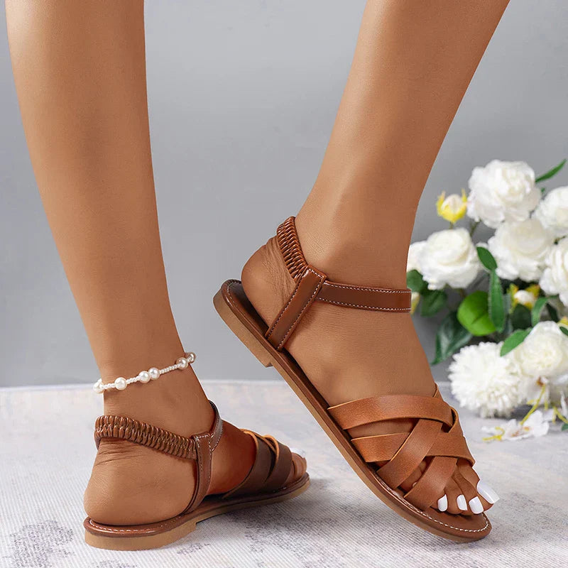 Comfortabele bruine zomersandalen voor dames met duurzame antislipzool, perfect voor dagelijks gebruik.