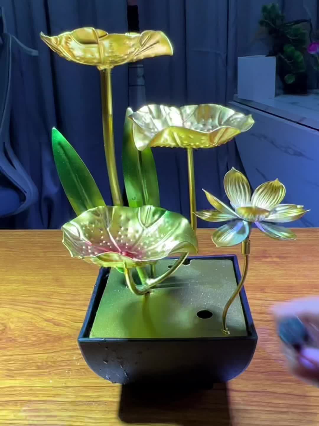 Uniek cadeau idee: ontspannende tafelwaterfontein met lotus thema voor in huis
