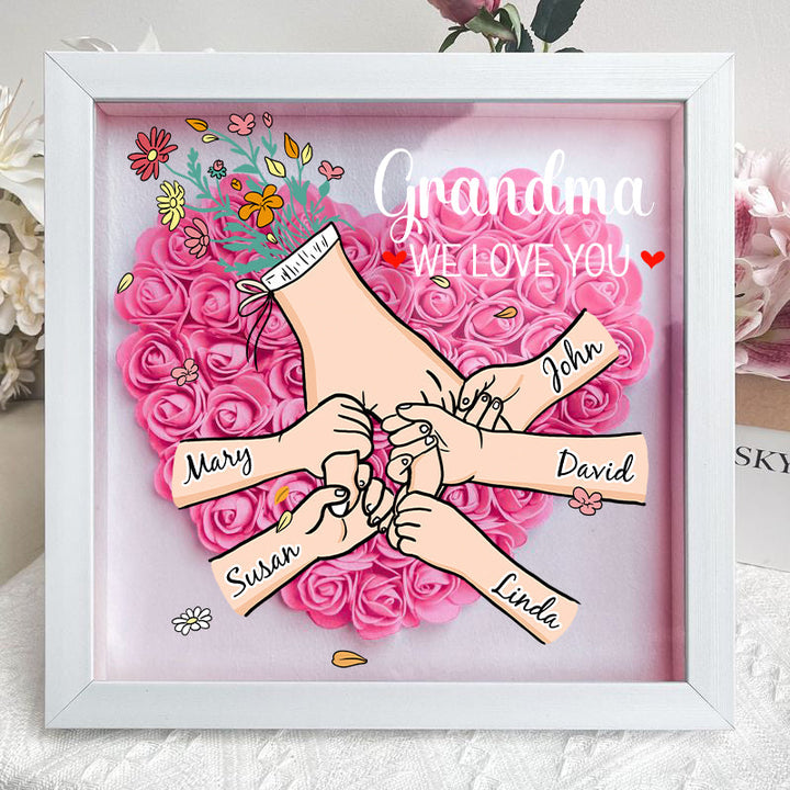 Moederdag cadeau: schaduwbox met namen die liefde en familie symboliseren, een echte herinnering.