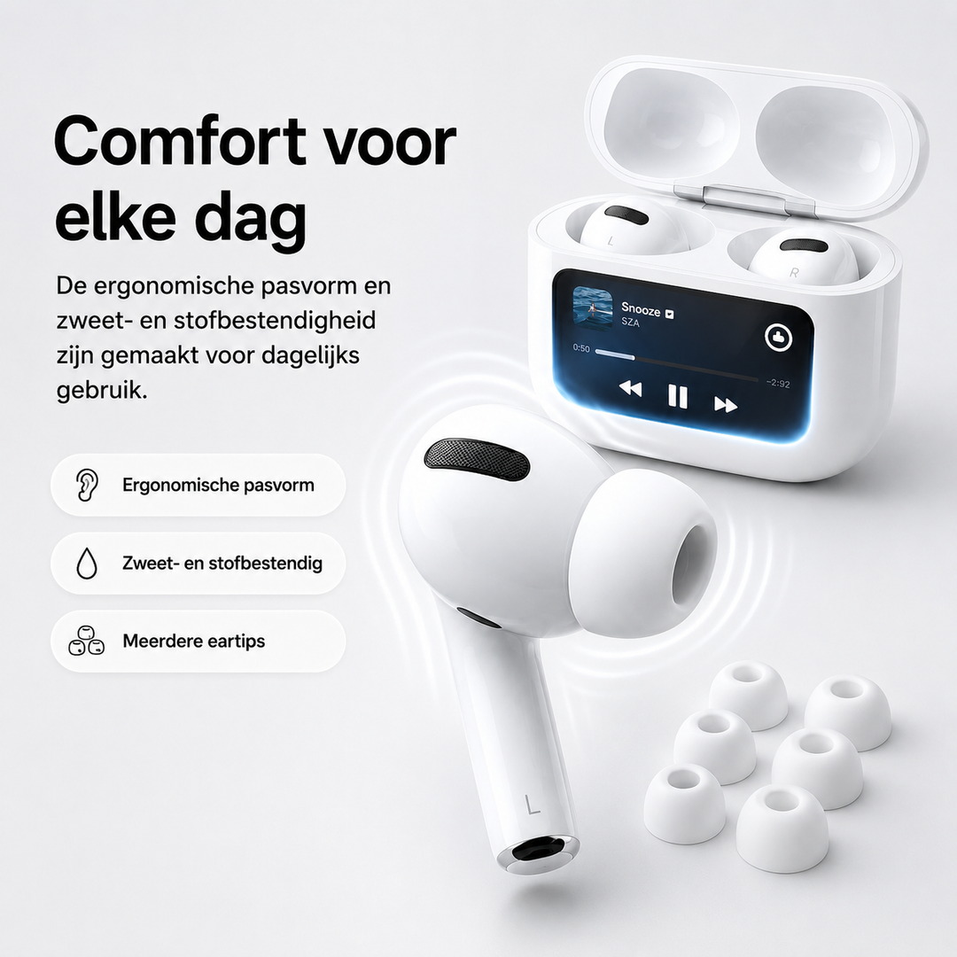 Ergonomische draadloze oordopjes met verwisselbare eartips