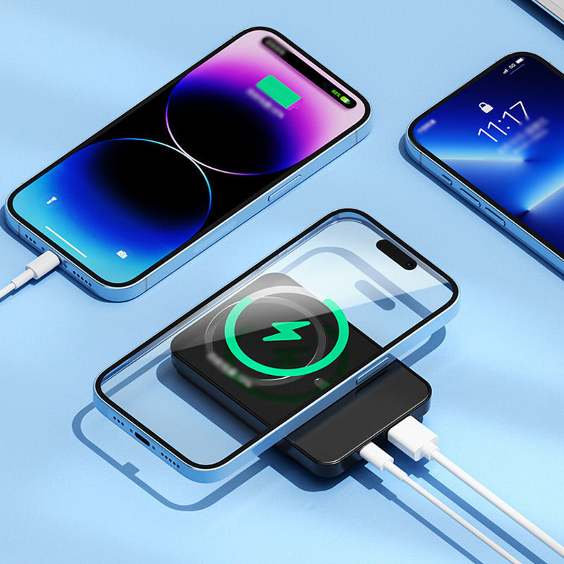 Krachtige universele powerbank in slank design, garandeert snel opladen van mobiele apparaten.