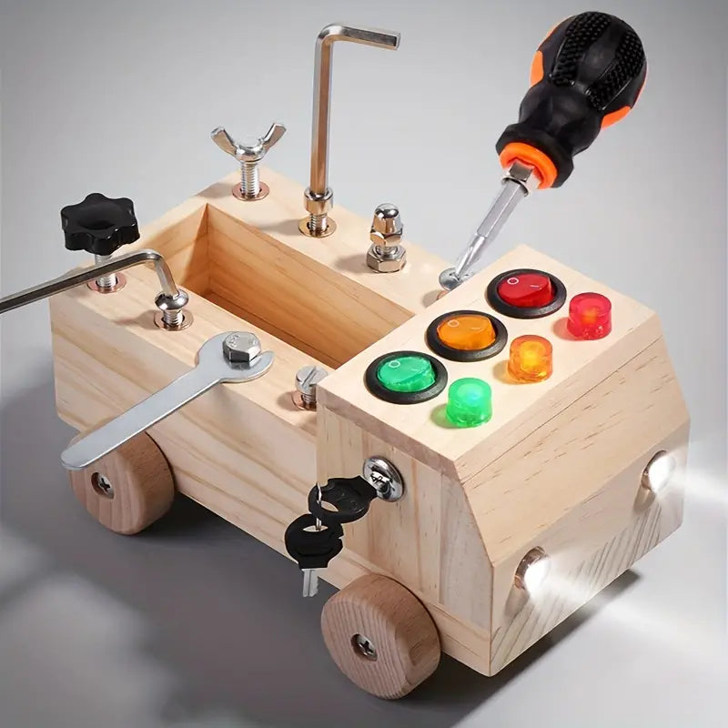 Montessori activiteitenbord met gereedschap en LED verlichting