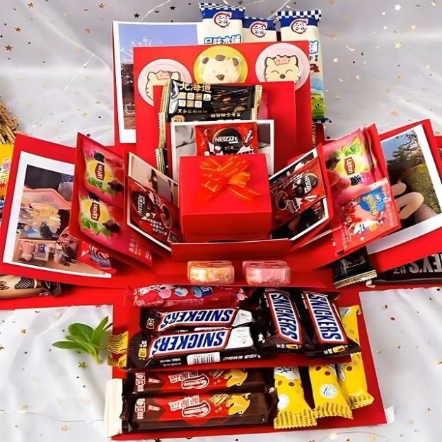 Cadeau verrassingsdoos met vliegende vlinders. Unieke explosiebox voor een persoonlijk geschenk.