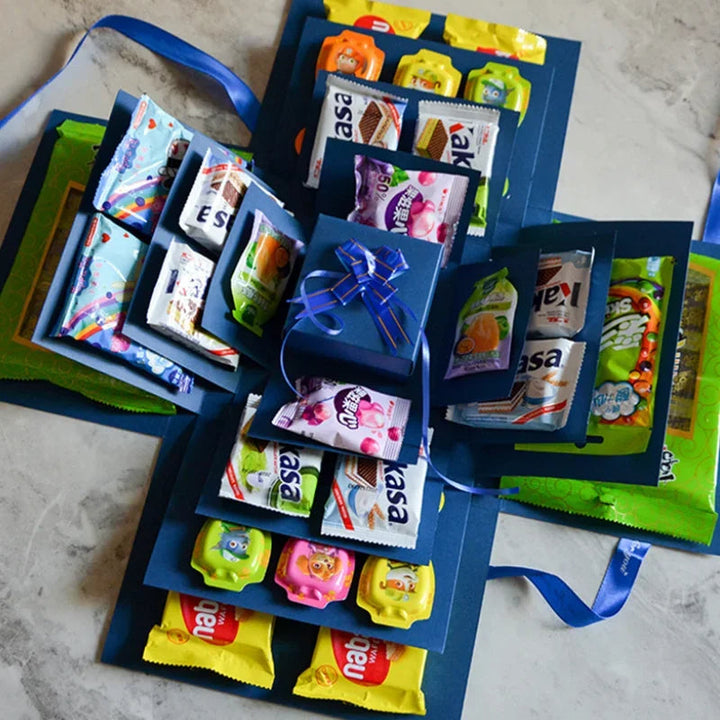 DIY explosiebox voor verjaardag. Een persoonlijk cadeau met verrassende vliegende vlinders.