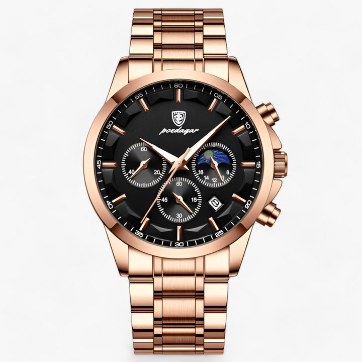 Gedetailleerd Cassian herenhorloge. Luxe met comfortabele leren band, toont de fijne afwerking en tijdloze klasse.