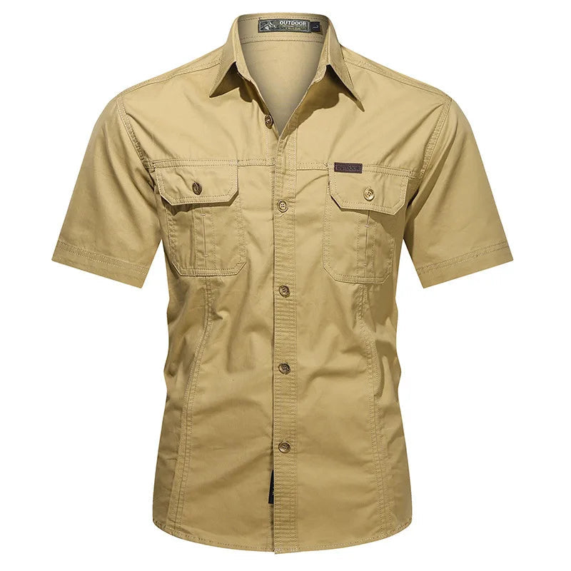 Comfortabel casual overhemd voor heren met knoopsluiting, korte mouwen en functionele zakken, perfect voor elke dag.