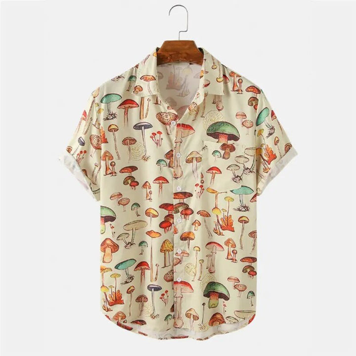 Casual heren zomer shirt Oscar met unieke cartoonprint, korte mouwen en comfortabele stof voor vakantie.
