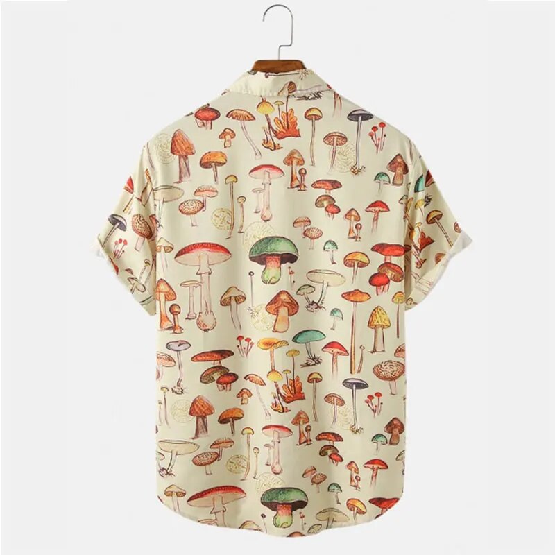 Zomers heren overhemd met speelse cartoonprint, ideaal voor strand, vakantie of een relaxte casual look.