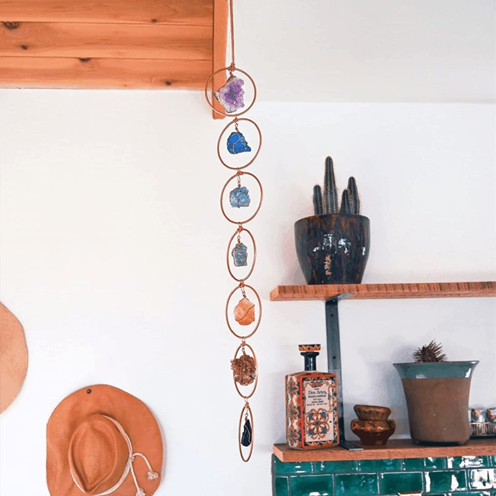 Handgemaakte chakra decoratie hanger, vrolijke edelstenen voor meditatie, wellness en spiritualiteit in huis.