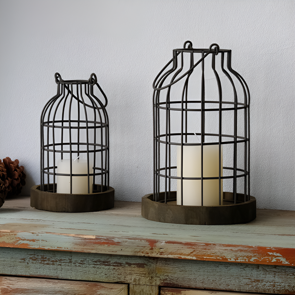 Charmante farmhouse lantaarnset, rustieke landelijke decoratie voor sfeervol interieur, huis en evenementen.