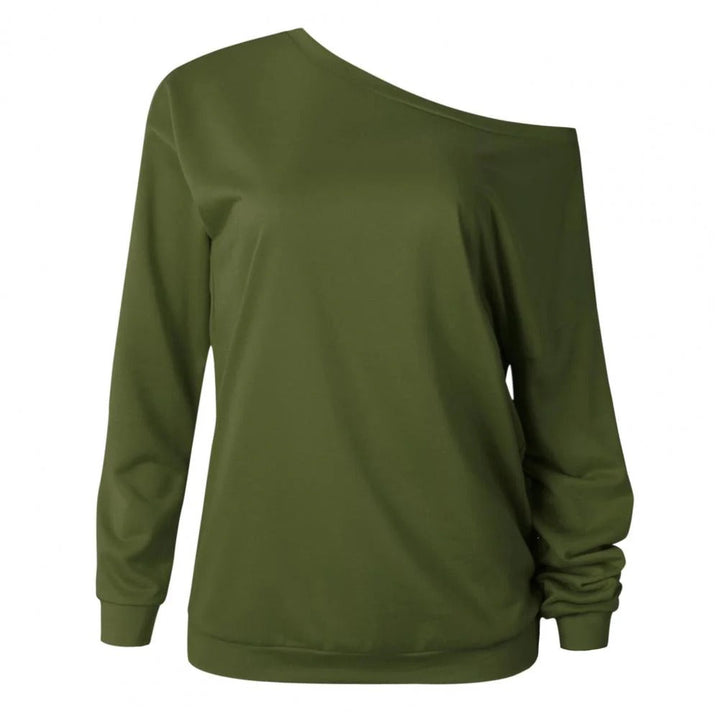 "Chique en stijlvolle dames one-shoulder trui Beatrix met verfijnde halslijn, ideaal voor elegante en casual gelegenheden."