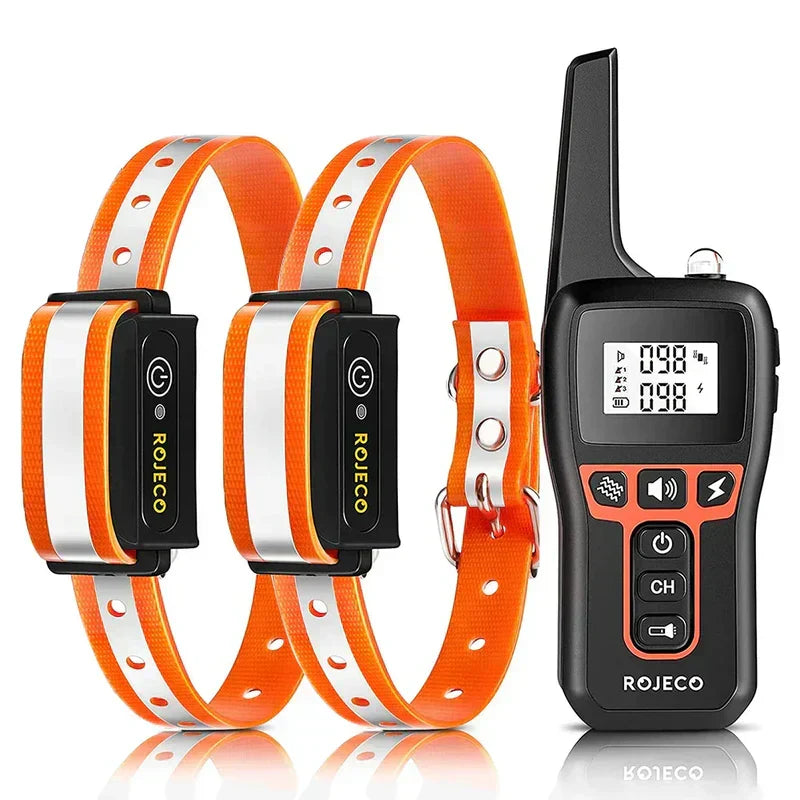 Close-up van waterdichte honden trainingshalsband met afstandsbediening; perfect voor diverse trainingsmodi.
